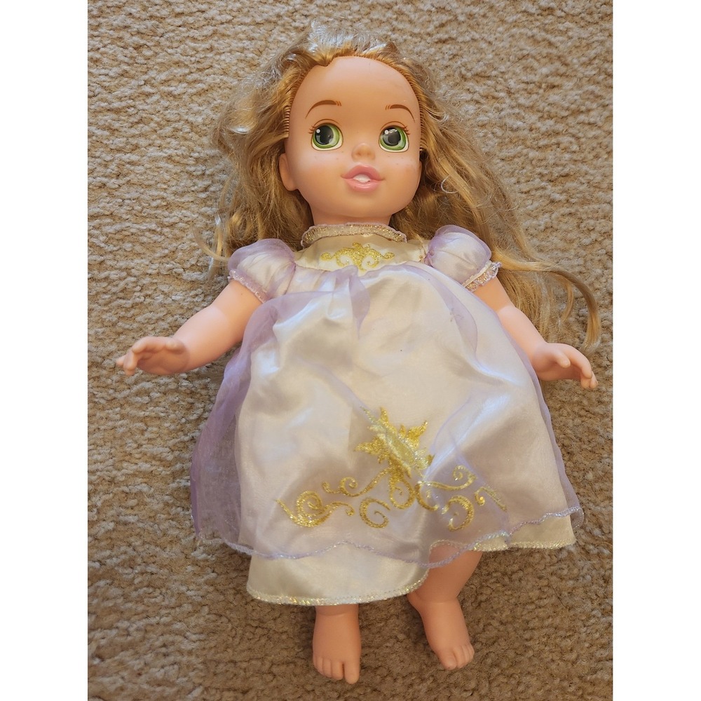 Disney Princess Rapunzel Toddler Doll Tangled Blonde Hair Lavender Gold Dress